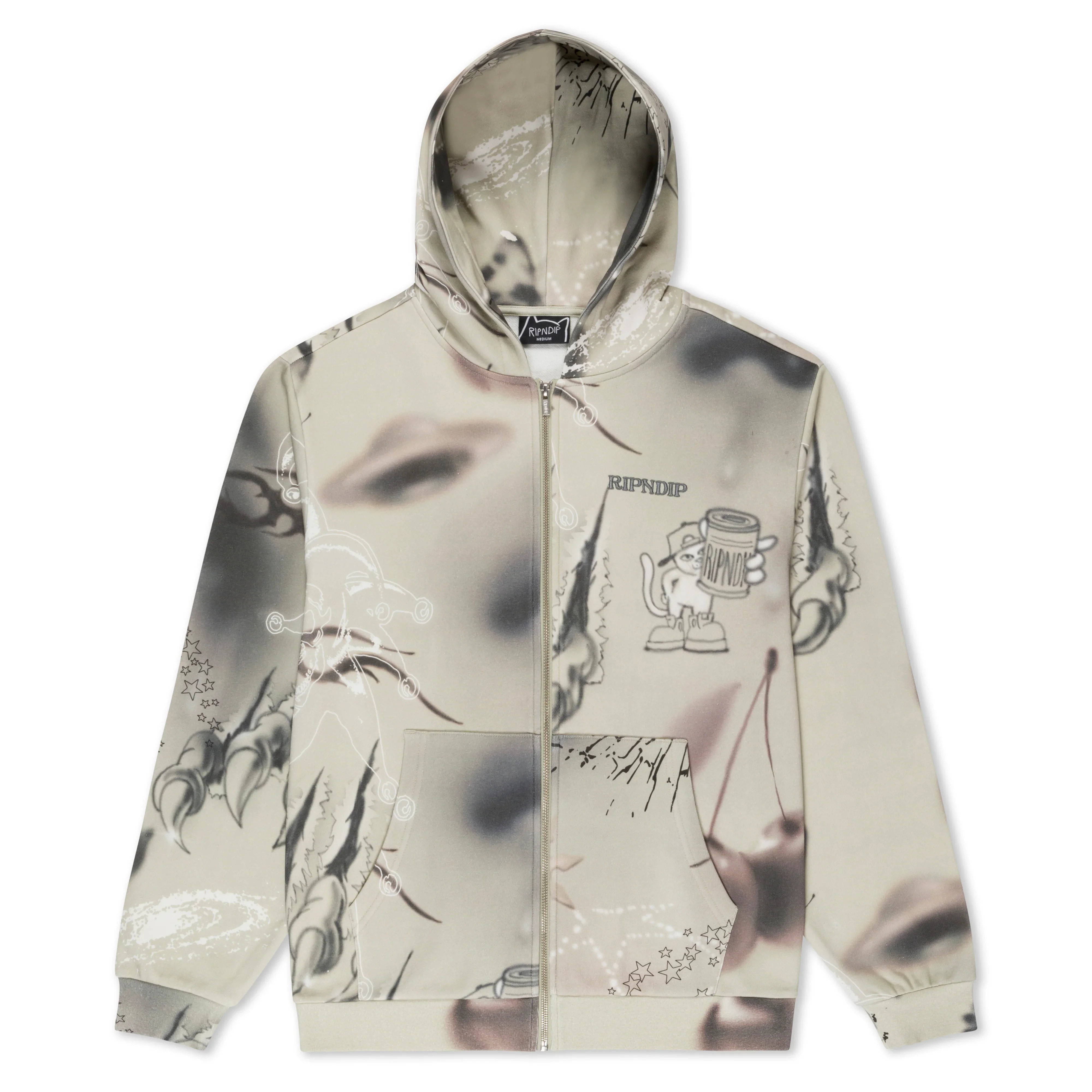 Толстовка RIPNDIP Stargazing Zip Up Hoodie Off White, RNDSUM25108