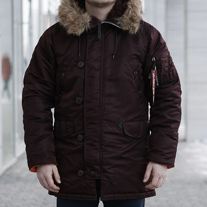 Мужская куртка парка Alpha Industries Slim Fit N-3B Parka Maroon / Orange
