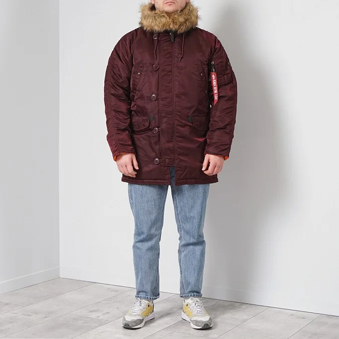 Мужская куртка парка Alpha Industries Slim Fit N-3B Parka Maroon / Orange