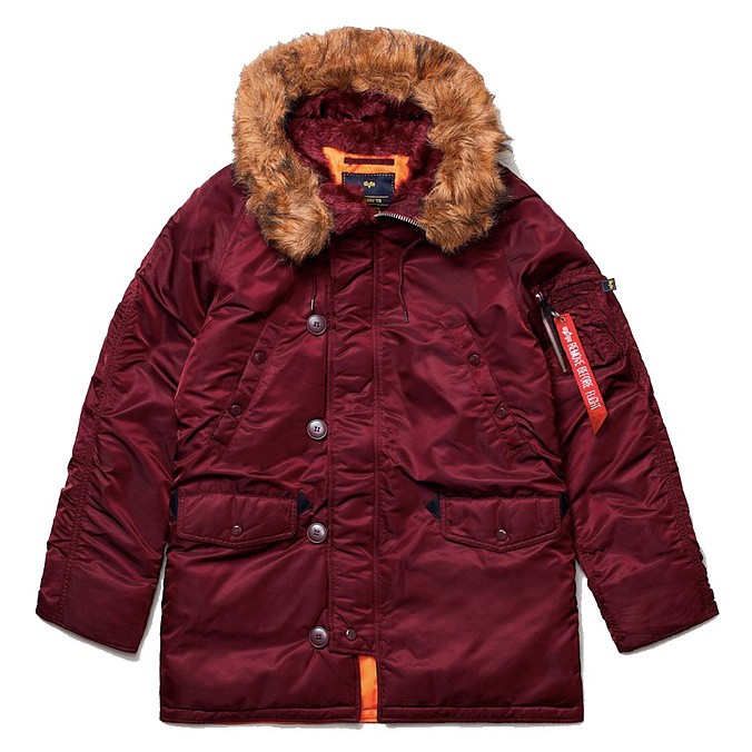 Мужская куртка парка Alpha Industries Slim Fit N-3B Parka Maroon / Orange