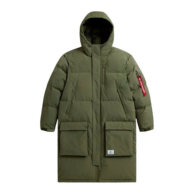 Мужской пуховик Alpha Industries Long Puffer Parka Green