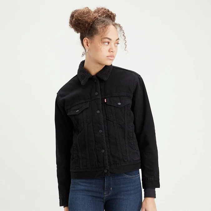 Levis original sherpa trucker jacket black discount